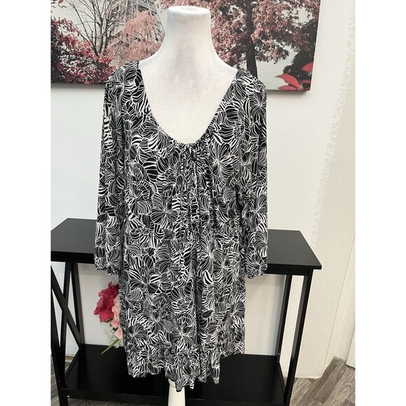 Avenue Women’s Top Blouse Plus Size 18/20  Geometric Scoop Neck Elastic Waist - Picture 5 of 15